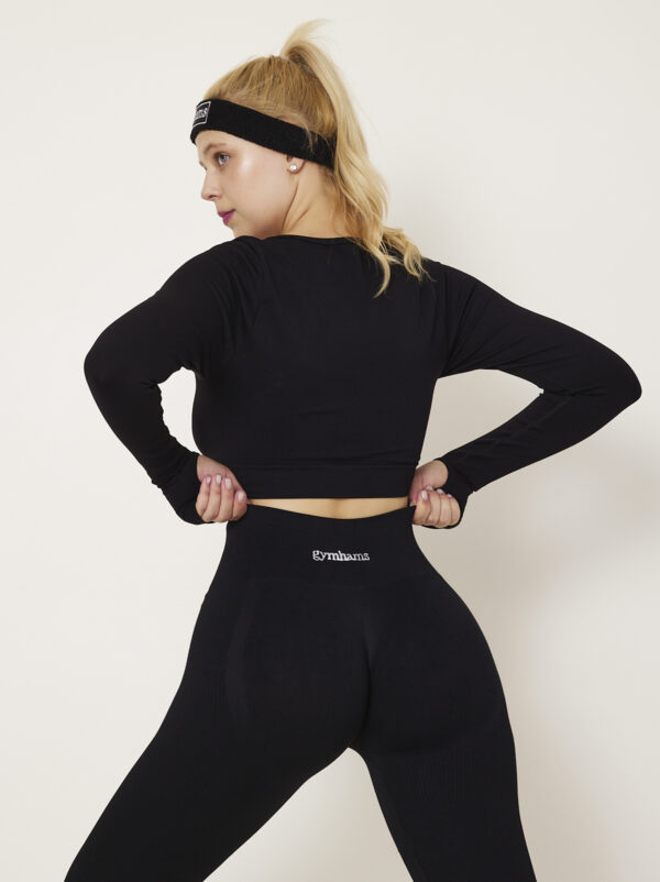 Gymhams Drop Kalçası Büzgülü Push Up Kalça Şekillendirici Tayt Seamless Fitness Yoga Yüksek Bel Spor Tayt<span> - </span>01-Siyah, L