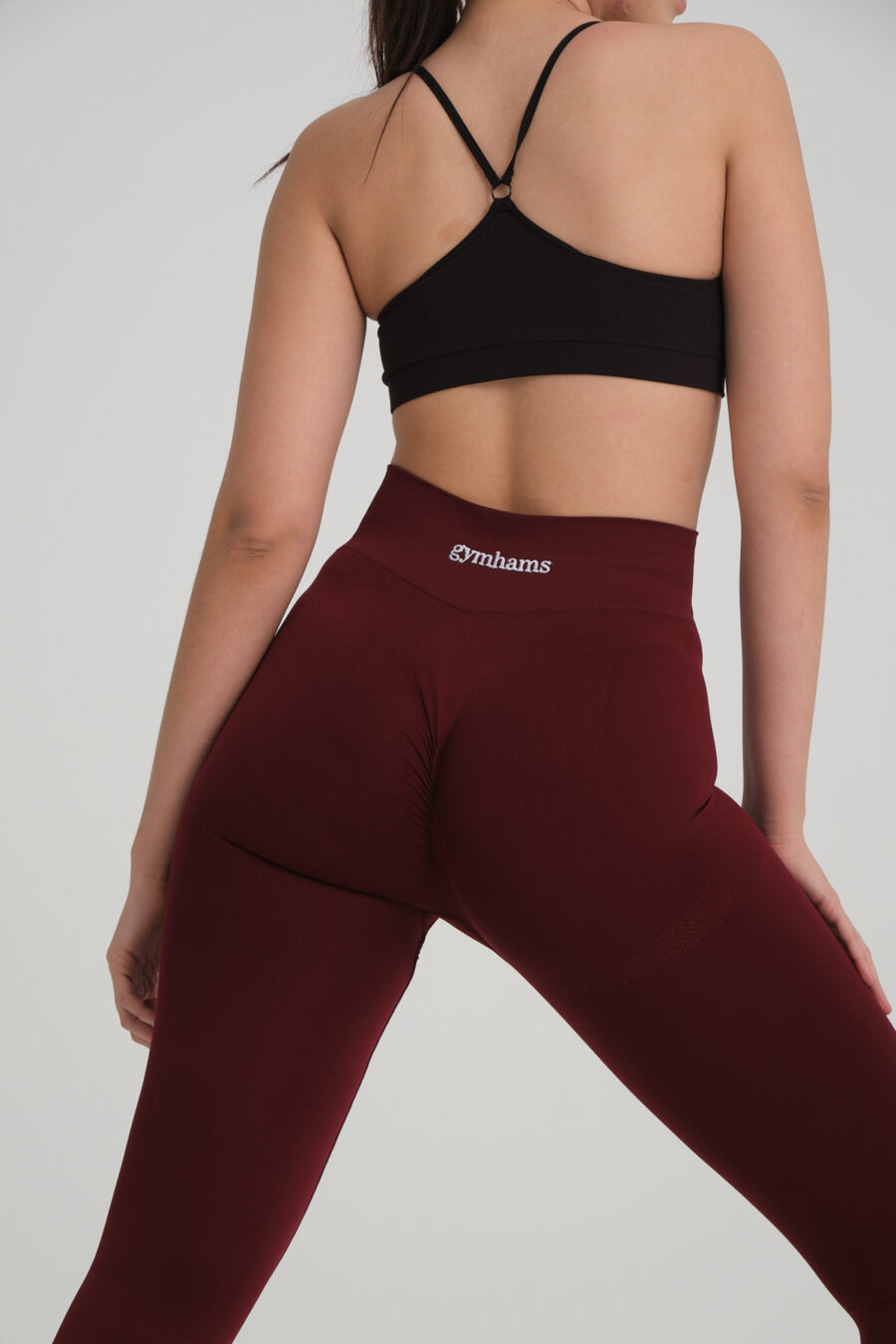 Drop Bordo Kalçası Büzgülü Push Up Kalça Şekillendirici Kadın Spor Fitness Tayt