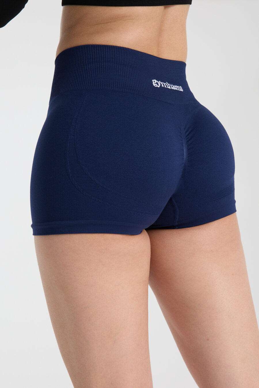 GYMHAMS Drop Shorts Lacivert Kalça Büzgülü Süper Mini Şort – Push-up Toparlayıcı & Şekillendirici