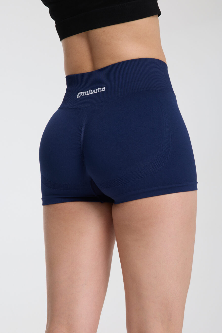 GYMHAMS Drop Shorts Lacivert Kalça Büzgülü Süper Mini Şort – Push-up Toparlayıcı & Şekillendirici - Görsel 4