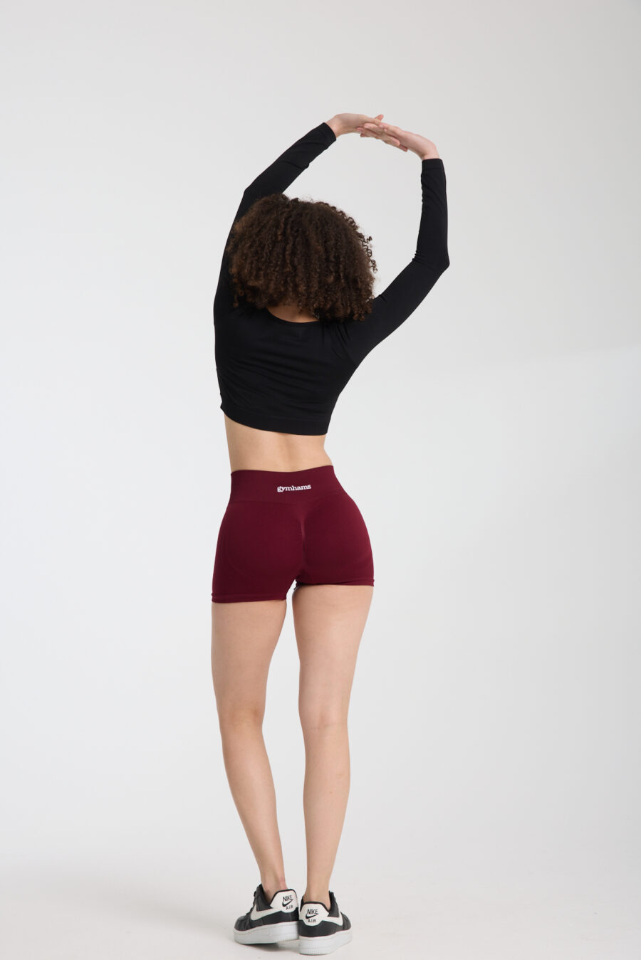 GYMHAMS Drop Shorts Bordo Kalça Büzgülü Süper Mini Şort – Push-up Toparlayıcı & Şekillendirici - Görsel 7
