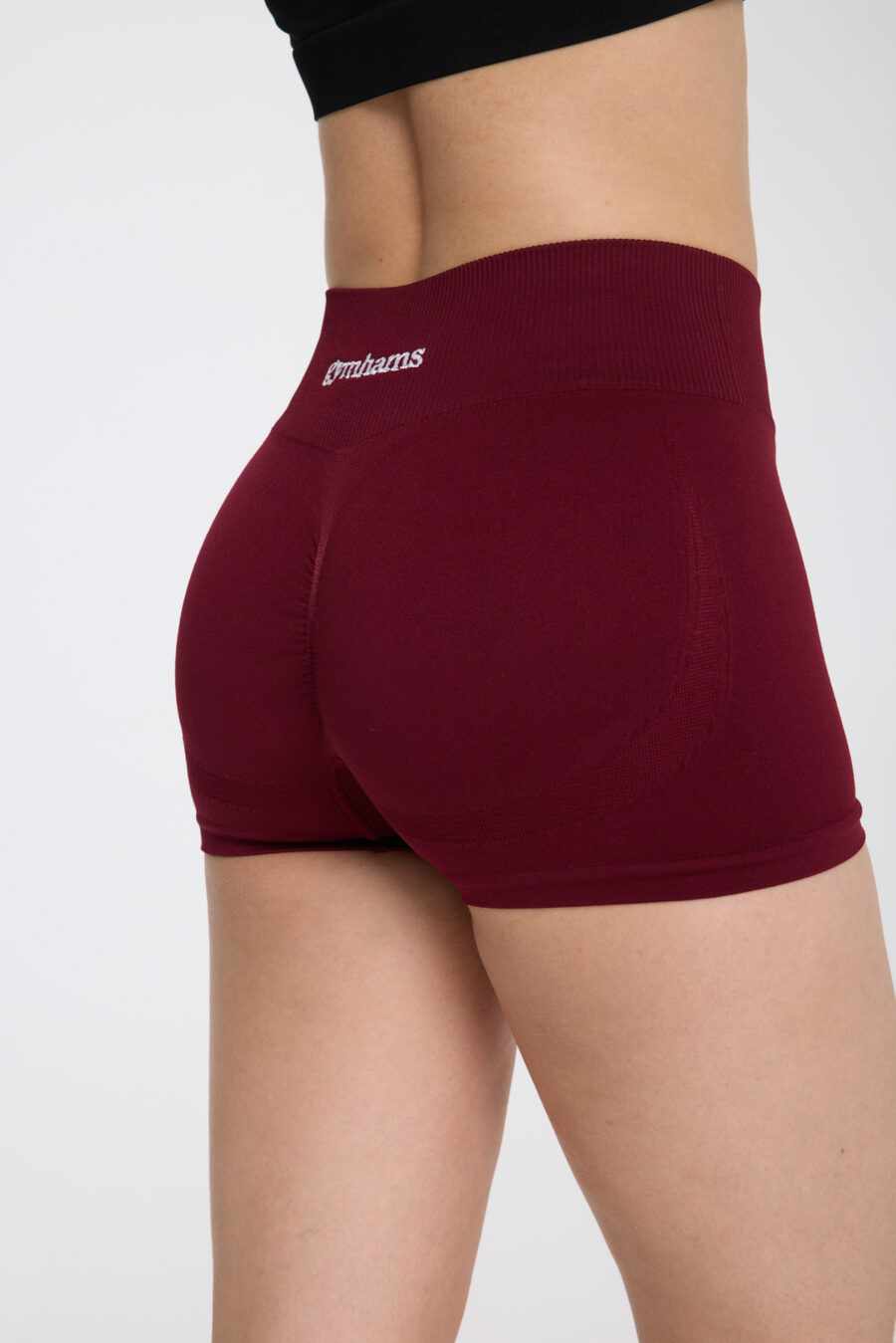 GYMHAMS Drop Shorts Bordo Kalça Büzgülü Süper Mini Şort – Push-up Toparlayıcı & Şekillendirici - Görsel 3