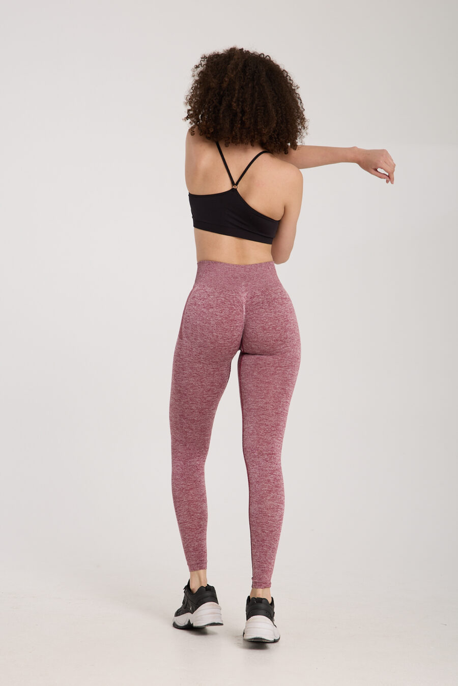 Mürdüm/Pembe Kırçıllı Kalçası Büzgülü Kalça Şekillendirici Push Up Toparlayıcı Kadın Spor Tayt - Görsel 5